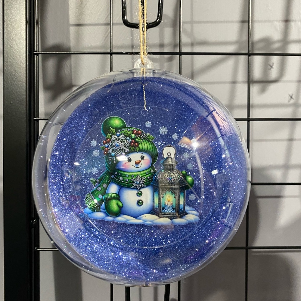 Festive Snowman Holiday Ornament - Blue
